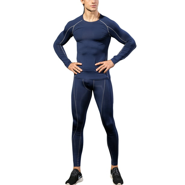 Men Sports suit Gym Compression wear Workout Running Long Pants T shirts Dri fit